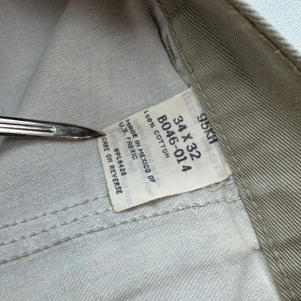 VTG Wrangler Riata Mens Pleated Chinos Tan Khaki Twill Relaxed Fit Pants 34x27